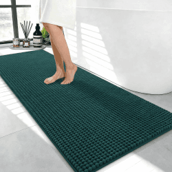 rutschfeste Badematte Grün 120x50cm Ultra Weich Chenille Teppich Badezimmer Groß, Bad Vorleger Waschbar Badteppich Dicker 1400 GSM Badvorleger Läufer für Badezimmer Grün 120 x 50 cm Angebot bei HelloDeals