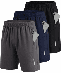 UUMIAER Sporthose Herren Kurz Schnell Trocknend mit Reisverschlusstaschen Sport Shorts Kurze Hosen Geeignet für Verschiedene Freizeit und Sport Gelegenheiten Marineblau+schwarz+grau L Angebot bei HelloDeals