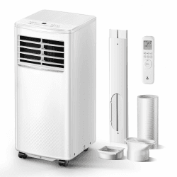 4 in 1 Mobiles Klimagerät, 7000 BTU Mobile Klimaanlage mit Kühlung, Luftzirkulation, Entfeuchtung, Portable Air Conditioner mit Fernbedienung, Abluftschlauch, Sleep-Modus, 2,1 kW für Räume bis 20 m² Angebot bei HelloDeals