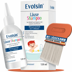 Evolsin® 120ml Läuseshampoo & Läusekamm für Erwachsene & Kinder ab 6 Monaten – bei Befall von Haaren mit Nissen & Kopfläusen – Läusemittel schonend für die Kopfhaut – wirkt in 15 Minuten 120 ml (1er Pack) Angebot bei HelloDeals