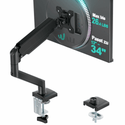 WALI Monitorhalterung für 13-34 Zoll Bildschirme bis zu 12 kg,Verstellbarer Monitorarm,Höhenverstellbare Bildschirmhalterung Schwenkbar Neigbar Drehbar,VESA 75/100 mm (GSMP001N),Schwarz 13"-34" Einarmig Angebot bei HelloDeals