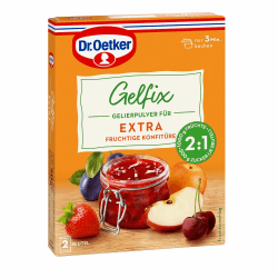 Dr. Oetker Gelfix Extra 2:1, 8 x 50 g (2 Beutel je 25 g), Gelierpulver für extra fruchtige Konfitüre, traditionelles Geliermittel, Konfitüren, Marmeladen & Gelees selber machen, für 2 Teile Frucht und 1 Teil Zucker, vegan Angebot bei HelloDeals