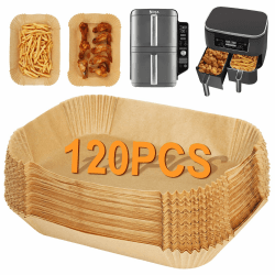 BYKITCHEN 120Stück Backpapier für Heißluftfritteuse Ninja Double Stack XL 9.5L SL400EU, Air Fryer Zubehör, Backpapier für AF300EU AF400EU,Ninja Double Stack XL, Cookwise & anderen Dual Zone Airfryer Braun-120 Stück Angebot bei HelloDeals