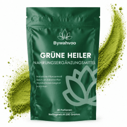 Grünes Superfood Pulver 200g – Vegan Greens Mix mit Matcha, Spirulina, Gerstengras & Heidelbeere, ballaststoffreiches Pflanzenpulver für Smoothies, Shakes & Bowls Dunkelgrün Angebot bei HelloDeals