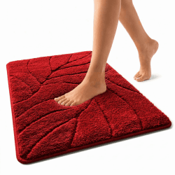 Floordirekt Badteppich - extra flauschig & schnelltrocknend - Badezimmerteppich mit rutschhemmender Rückseite - Badematte Duschvorleger (Maris) (Rot, 60 x 120 cm) Rot 60 x 120 cm (Rectangular) Angebot bei HelloDeals