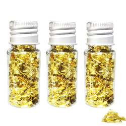 3 Flaschen Kuchen-Dekor Blattgold, Blattgoldflocken, Goldfolie Papier für Kuchen, Mousse, Backen, Gebäck & Kunsthandwerk Dekoration 3PCS Angebot bei HelloDeals