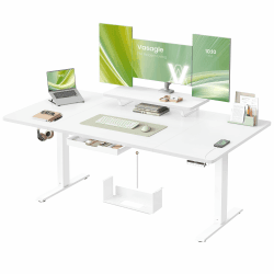 VASAGLE Höhenverstellbarer Schreibtisch, 160 x 80 cm, flexibel montierbarer Monitorständer, Schublade, USB-C-Anschluss, Erinnerung bei langem Sitzen, für Büro, wolkenweiß LSD156WB01 160 x 80 cm Wolkenweiß Angebot bei HelloDeals