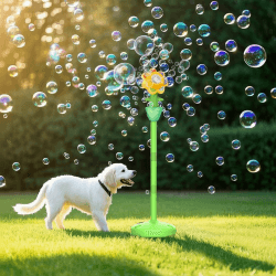 Automatische Seifenblasenmaschine,Seifenblasen Laterne,Seifenblasen Blume mit Licht & Musikstraßenform,Bubble Maschine,Höhenverstellbar,Seifenblasen-Fackel Gartenlampe Spielzeug für Party Hochzeit Grüne-Sonnenblumen Angebot bei HelloDeals