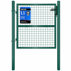 SONGMICS Gartentor, Gartentür, verzinkter Stahl, robust und langlebig, abschließbar, rundes Rohr, Tür 87 x 100 cm, 106 x 100 cm (B x H), grün GGD150G01 100 x 106 cm Grün Angebot bei HelloDeals