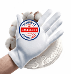 Baumwollhandschuhe aus 100% Baumwolle (Dermatest: Sehr gut), Weiße Handschuhe, Weiche Textilhandschuhe für Handmasken, Stoffhandschuhe mit zertifizierter Hautverträglichkeit, 3er Pack 3x Weiß XL Angebot bei HelloDeals