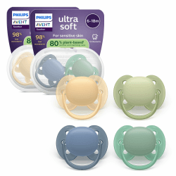 Philips Avent ultra soft Schnuller – kiefergerecht geformtes Design, für Babys von 6–18 Monaten, flexibles Saugerschild, symmetrischer Silikonsauger, BPA-frei, 4er-Pack, SCF091/53 SCF091/53 4 pack Multi Pastels Angebot bei HelloDeals