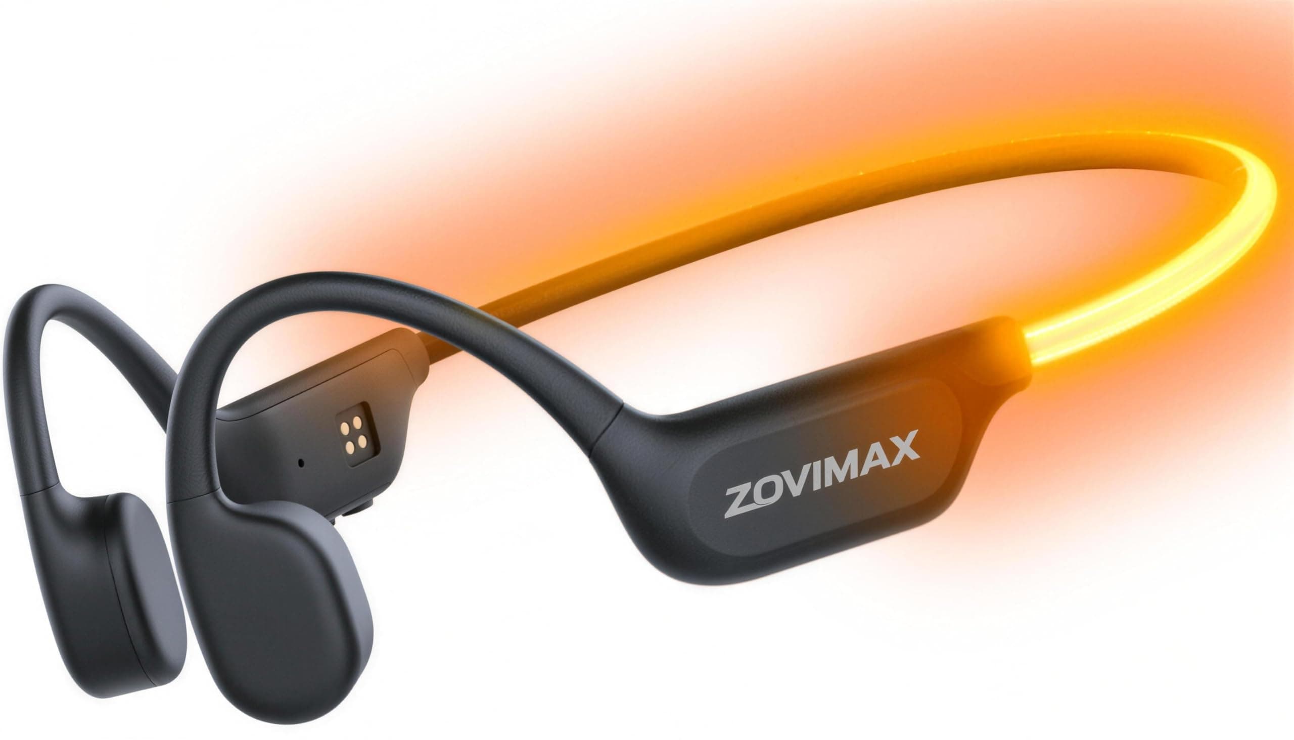 Knochenschall Kopfhörer Bluetooth 6.0 mit LED-Sicherheitslicht, Open Ear Sportkopfhörer Bluetooth mit Mikrofon, IP7 wasserdicht, 10Std Sportkopfhörer für Fitness/Radfahren/Laufen, Schwarz-Orange Angebot bei HelloDeals