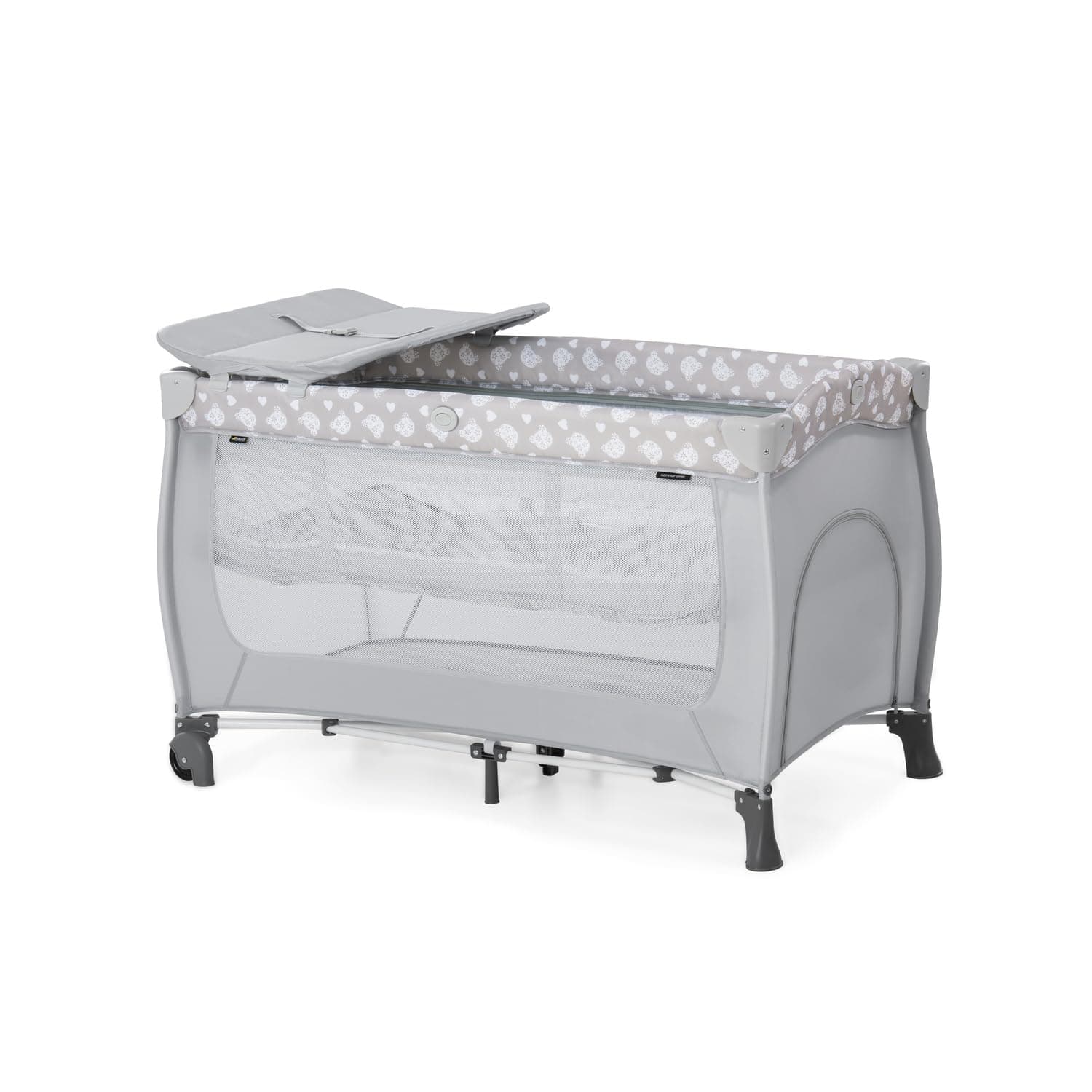 hauck Sleep N Play Center, Teddy Grey - Kinderreisebett Set mit Neugeboreneneinhang, Wickelauflage, Tragetasche, Rollen & Schlupf, Faltbar, Baby Reisebett & Laufstall ab Geburt bis 15 kg max. 3 Jahre Angebot bei HelloDeals