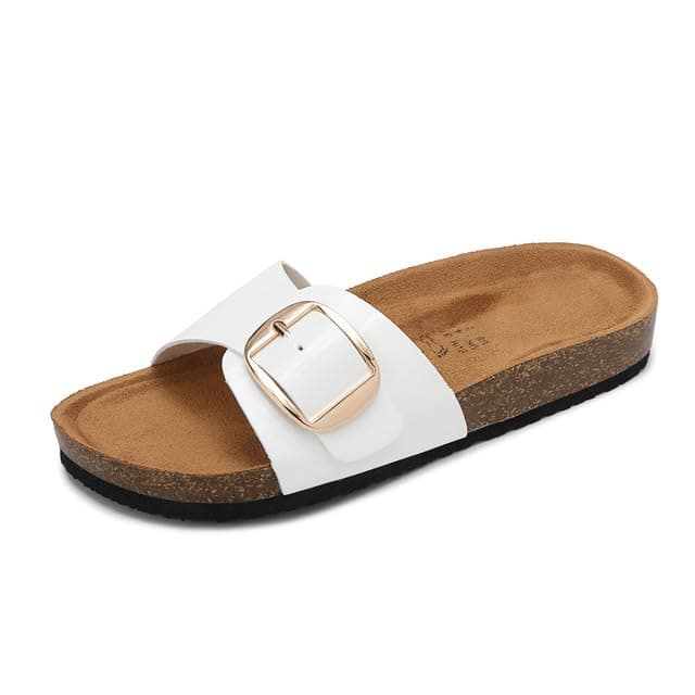 ARRIGO BELLO Sandalen Damen Pantoletten Sommer Bequeme Hausschuhe Verstellbarer Schnalle Rieme Sommerschuhe Badelatschen rutschfest Damensandalen Größe 36-41 C Weiß 38 EU Angebot bei HelloDeals