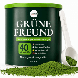 Grüne Entgiftungspulver, Grünes Superfood Helfer Pulver mit Löffel – 40+ Nährstoffe & Probiotika – Spirulina, Chlorella & Gerstengras – Veganes Greens Pulver für Smoothie & tägliche Routine – 210g Angebot bei HelloDeals