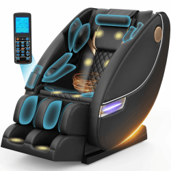 Massagesessel, Ganzkörper-Massagesessel mit 14 Massagepunkten und 8 Airbags, Lenden- und Beinheizung, Bluetooth-Lautsprecher, Fußrollenmassage, Elektrischer massagesessel für das Homeoffice Schwarz Angebot bei HelloDeals