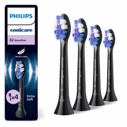 Philips Sonicare S2 Sensitive, Original-Ersatzbürstenköpfe, Schwarz, 4er-Pack, HX6054/88 Schwarz 1 stück (4er Pack) Angebot bei HelloDeals