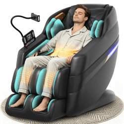 3D SL-Track-Massagesessel, Ganzkörper-Massagesessel mit 8 Luftkammern, Heizfunktion für Beine und Taille, Fußrollenmassage, KI-Sprachsteuerung und Bluetooth-Lautsprecher, Zero-Gravity-Modus Schwarz Angebot bei HelloDeals