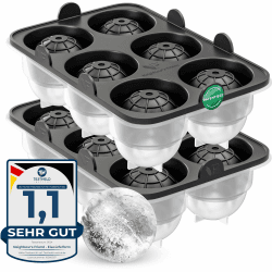 Neighbour's Friend Patentierte Eiskugelform 2er Pack - Große Eiswürfelform rund Platinsilikon für Cocktails, Whisky & Longdrinks - 12x Eiswürfel rund spülmaschinengeeignet - XXL Eiswürfel Schwarz 02x Kugel Angebot bei HelloDeals