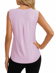 Damen Sport Top Ärmelloses Tennis Fitness Shirt Damen Leichte Yoga Sport Oberteile Rosa L Angebot bei HelloDeals