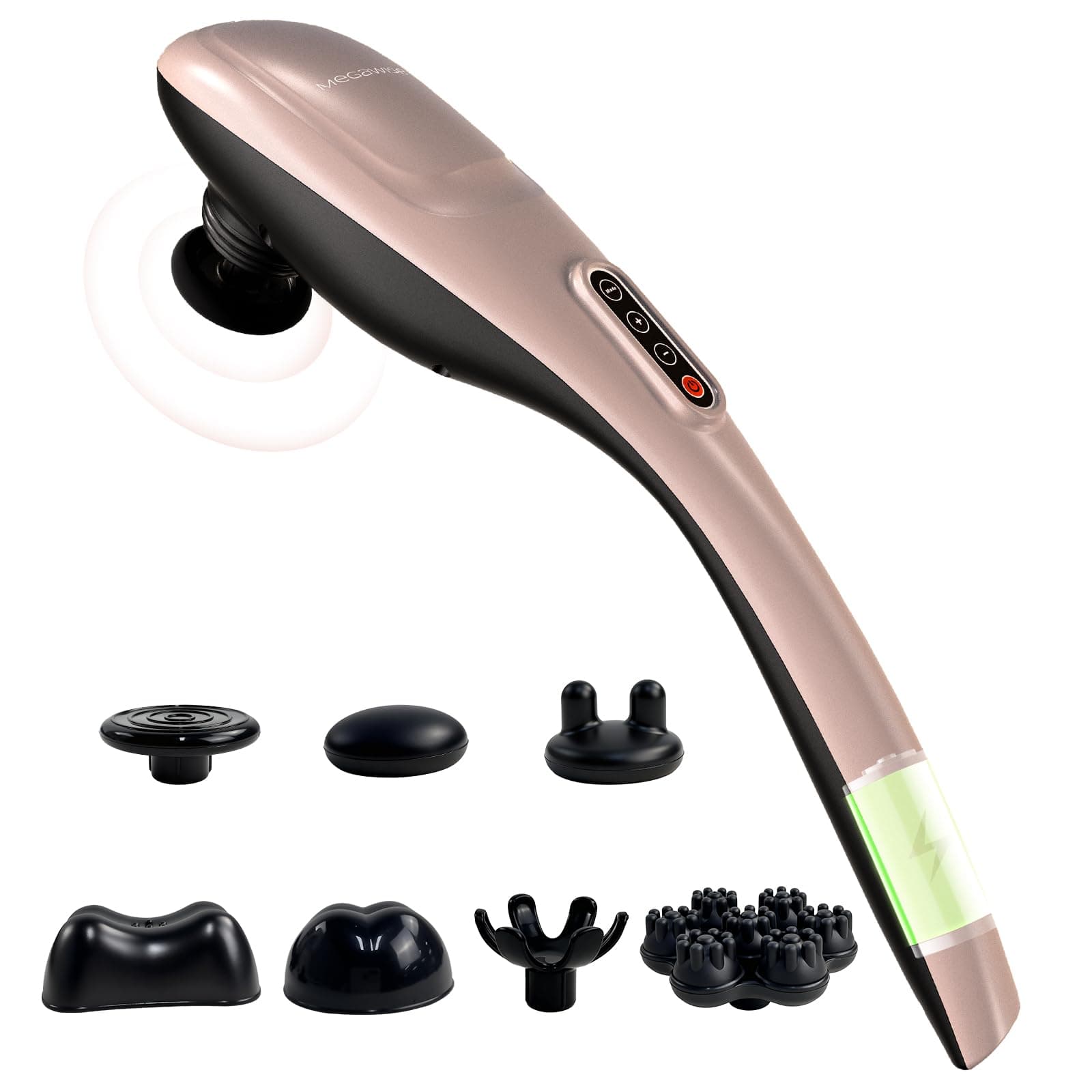 MEGAWISE Handheld Rückenmassagegerät | Tiefengewebe Percussion Massage für Rücken, Nacken, Schultern, Taille und Beine (schnurlos, Roségold) Angebot bei HelloDeals