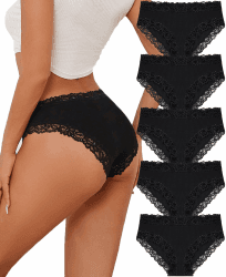 FINETOO 5er Pack Unterhosen Damen Baumwolle Unterwäsche Frauen Brazilian Slip Baumwoll Spitze Underwear Soft Hipster Sexy Panties Atmungsaktiv Pantys Unterhose Mehrpack M B-5er Angebot bei HelloDeals
