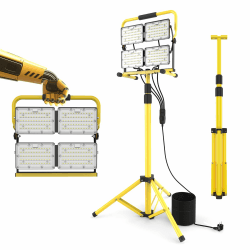 26000LM LED-Arbeitsleuchte mit Ständer, tragbare Arbeitsleuchte mit 4 Köpfen und 5,0 m langem Kabel – IP66 wasserdichte Flutlichtleuchte für Werkstatt, Garage, Baustelle und Außenbeleuchtung 210.0 Watt Angebot bei HelloDeals