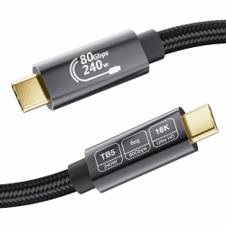 USB C 80Gbps Thunderbolt 5 Kabel 2m, Unidirektionale Bandbreite bis 120Gbps,Unterstützt 240W 5A Ladeleistung,Video 16K@30Hz 8K@60Hz,12-Bit-Farbtiefe für Thunderbolt 4,USB 4,SSD,eGPU,Laptop 2m*1 Angebot bei HelloDeals