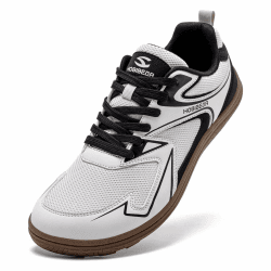 HOBIBEAR Barfußschuhe für Damen und Herren Walking Sneaker mit Breiter Zehenkappe Unisex Zero Drop rutschfeste Freizeitschuhe Turnschuhe Hell Grau 42 EU Angebot bei HelloDeals