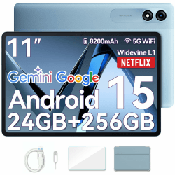 Blackview Tablet 11 Zoll Android 15 Gemini AI, 24GB RAM + 256GB ROM (2TB TF)/8200mAh Akku/1920 * 1200 FHD IPS Widevide L1/Face ID/PC Mode/Octa-Core Gaming Tablet mit Hülle Gray Angebot bei HelloDeals