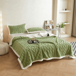 QOFLY Sherpa Kuscheldecke Doppellagige,Elfenbein Flauschig Decke Fleecedecke 200x230cm Weich Blanket Warm Fleecedecke Sofadecke Universell für Wohn- und Schlafzimmer winterdecke Olivgrün 200x230cm Angebot bei HelloDeals