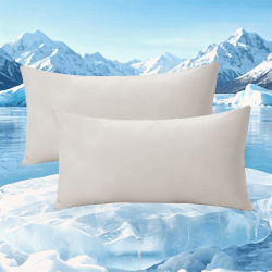 Soifox Kühlender Kissenbezug 2er Set - 40x60 Kopfkissenbezug mit Q-Max>0.45 Arc-Chill, Atmungsaktiv und Weiche Kissenbezüge mit Reißverschluss, Cooling Pillowcases Schont Haut und Haar, Beige 40 x 60 cm, 2 Stück Beige Angebot bei HelloDeals