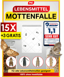 PIC Lebensmittelmotten Falle – 18x Pheromonfallen Motten mit hoher Lockwirkung | Effektive Mottenfalle zur Befallsermittlung - Mottenpapier geruchlos Angebot bei HelloDeals