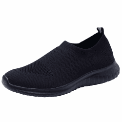 TIOSEBON Herren Leichte rutschfeste Straßenschuhe Leichte Atmungsaktive Laufschuhe Slip On Trainingsschuhe Freizeit Sportschuhe Gestrickte Mesh Tennisschuhe 45 EU Alles Schwarz Angebot bei HelloDeals