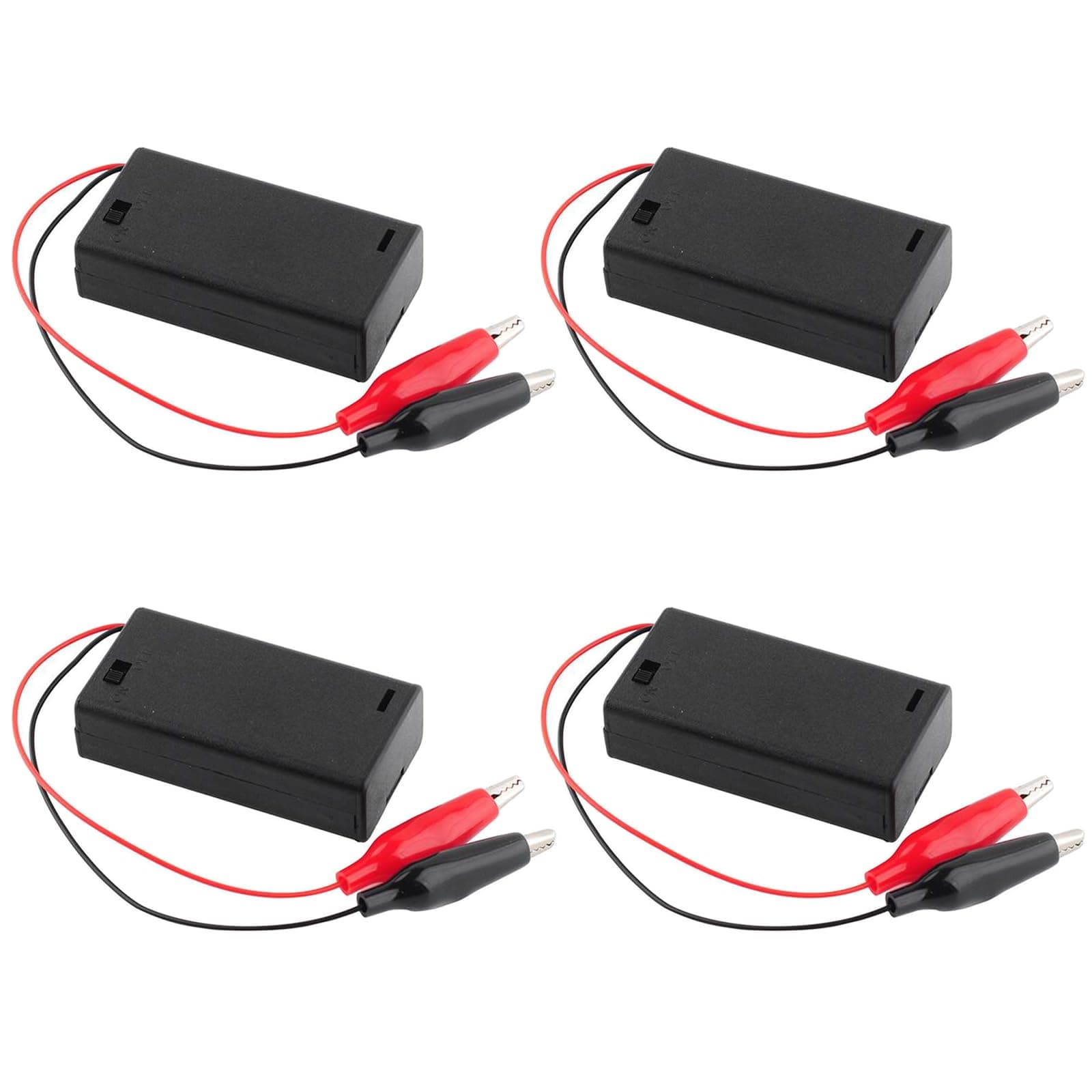 4PCS 2 Zellen AA Batteriehalter Gehäuse mit ON/Off Schalter Alligator Clip Draht 130mm Batterie Aufbewahrungsbox mit Kappe Angebot bei HelloDeals