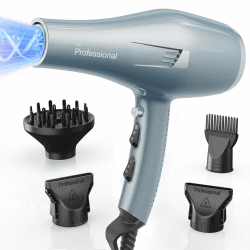 Profi Föhn Ionen Fön Haartrockner Hair Dryer Haarföhn mit 1 Diffusor 2 Stylingdüse, 3 Heiz und 2 Geschwindigkeitsstufen, 1.9 Meter langes Netzkabel, Starker Fön für Familie (blau) (Hellblau) Angebot bei HelloDeals