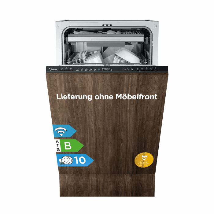 Midea Geschirrspüler 45 cm Vollintegrierbar, 10 Maßgedecke, B-Klasse, Auto Open, Ion Dishfresh, HygieneCare+, 42dB Extra Leise, Höhenverstellbarer Oberkorb, Spülmaschine mit Home Connect 45cm,Vollintegriert,B Angebot bei HelloDeals