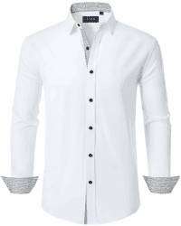 J.VER Hemd Herren Langarm Freizeithemden Regular Fit Businesshemd Männer Pflegeleicht Bügelleichtes Hemden Modische Musterhemd Alle Weiß L Angebot bei HelloDeals