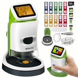 Kinder-Handmikroskop Mini 1000X Digitales Taschenmikroskop mit 2 Zoll 4K Bildschirm – STEM Wissenschafts-Spielzeug und Geschenk für Kinder 6–12 Jahre, inkl. Dias-Set und 32GB Speicherkarte Angebot bei HelloDeals