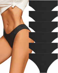 ALL OF ME 6er Pack Unterhosen Damen Baumwolle Unterwäsche Frauen Slip Baumwoll Frauen Slips Soft Hipster Sexy Panties Unterhose Women Underwear Weich Unterhose Mehrpack M Schwarz Angebot bei HelloDeals