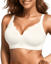 DEANGELMON BH Damen ohne Bügel Starker Halt Seamless Bügelloser BHS Bequem Komfort Push up Jelly BH Nahtloser Tshirt Bra Weiß L Angebot bei HelloDeals