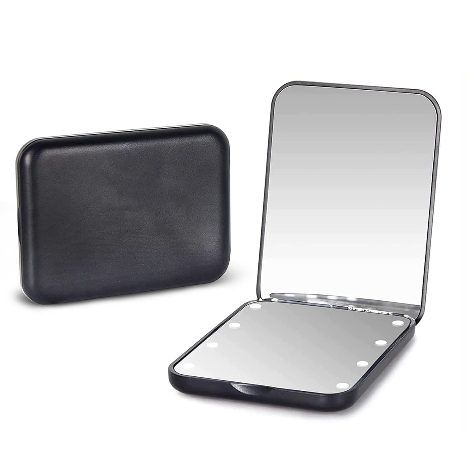 Kintion Taschenspiegel, LED Reisespiegel mit Licht Spiegel Klein, Taschenspiegel mit Vergrößerung 1x/3x, Spiegel mit Beleuchtung Klein, Klappspiegel Schminkspiegel mit Licht, Schwarz B-schwarz Angebot bei HelloDeals