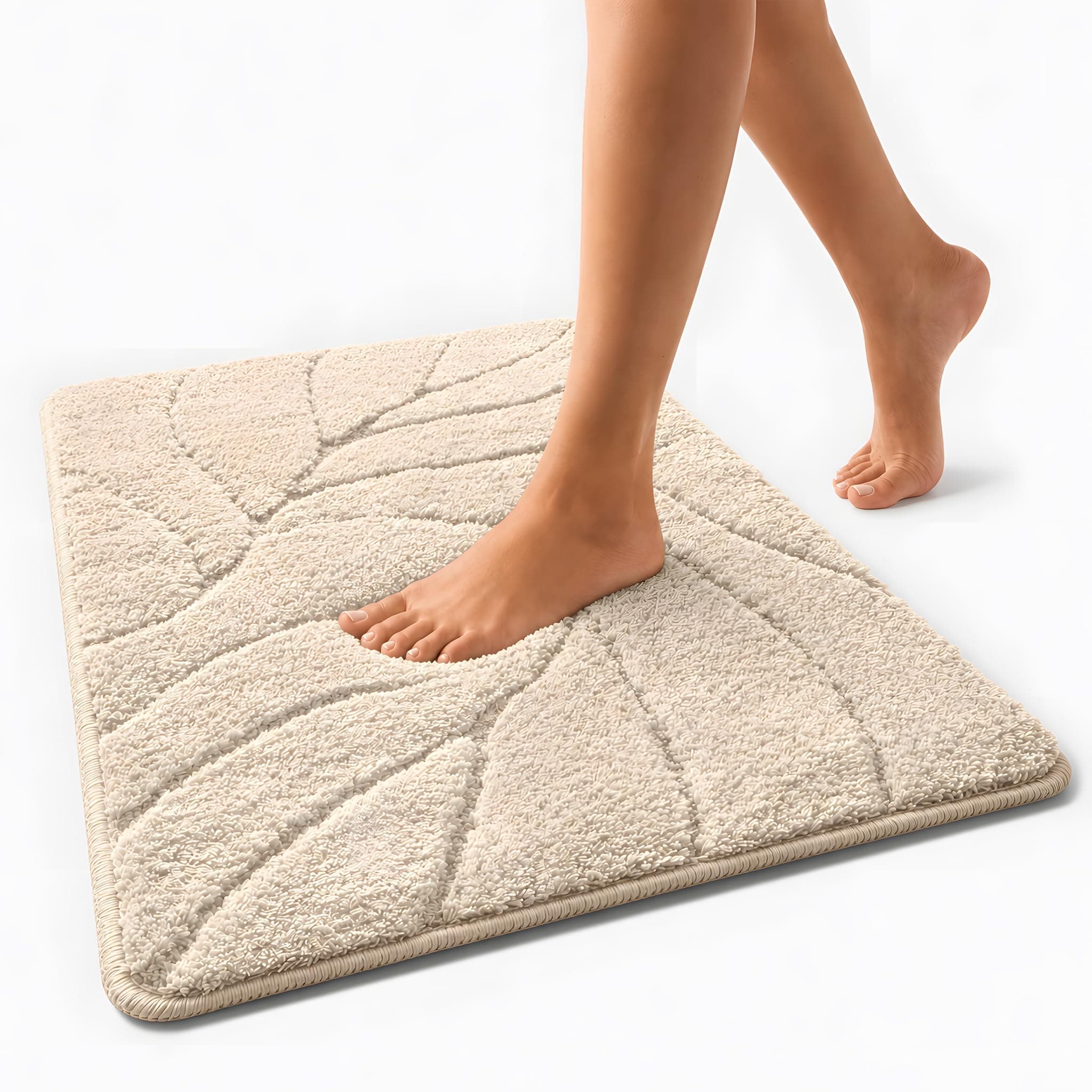 Floordirekt Badteppich - extra flauschig & schnelltrocknend - Badezimmerteppich mit rutschhemmender Rückseite - Badematte Duschvorleger (Maris) (Ivory, 80 x 150 cm) Ivory 80 x 150 cm (Rechteckig) Angebot bei HelloDeals