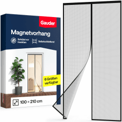 GAUDER Fliegengitter Balkontür schwarz - Magnetische Fliegengitter Tür ohne Bohren - Insektenschutz für Terrassentür - Selbstschließender Fliegenvorhang mit Magnet (100 x 210 cm - schwarz) Angebot bei HelloDeals