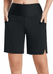 baleaf Damen 9" Badeshorts lang Schwimmen Boardshorts Reißverschlusstaschen Badehose Schnell Trocknend Schwimmhose UPF50+ UVA Bermudashorts Knielang Innenslip-schwarz XL Angebot bei HelloDeals