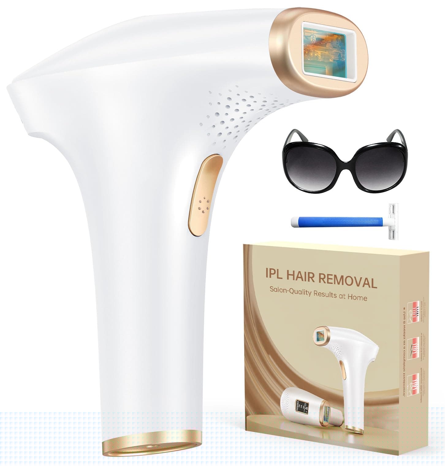 Haarlosy IPL Geräte Haarentfernung Laser - Schmerzfreie Haarentfernungsgerät mit 3 Erweiterte Funktionen HR/SC/RA, 9 Stufen, 999,900 Blitzen zu Hause für Frauen, Männer, Achseln, Bikini, Beine, Körper Champagner-gold Angebot bei HelloDeals