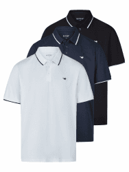 MUSTANG Poloshirt Herren Kurzarm 3er Pack Pablo Regular Fit Shirt Sommer Basic Baumwolle Einfarbig Blau Grün Schwarz Weiß S M L XL XXL 3XL 4XL 5XL 6XL 5XL Multipack 3 (1017889-1104) Angebot bei HelloDeals