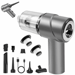 Handstaubsauger Akku Kabellos 12000PA 4 in 1 Mini Autostaubsauger mit 2 Waschbar HEPA-Filter Für den Auto, Haus, Küche, Aufladbar Tragbar Leicht Akkustaubsauger Silber Angebot bei HelloDeals