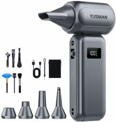 YUSMAN Elektrisches Staubgebläse mit 300000 U/min | Stufenlose Windstärkeregelung (0-100) | Ideal für Schreibtisch, Tastatur, PC-Gehäuse & Auto-Reinigung Angebot bei HelloDeals
