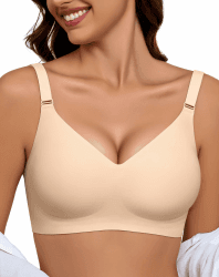 BH Damen Ohne Bügel Push Up BH Gepolstert Soft Nahtloser BHS Seamless Bequemer T-Shirt BH Komfort Vollschalen Bra Klassische Bustier Starker Halt Bralette für Noamale und Große Brüste L Hautfarbe Angebot bei HelloDeals